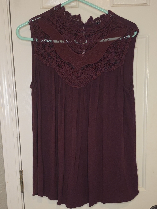 torrid Tops - torrid Plum Crochet Yoke Sleeveless Camisole